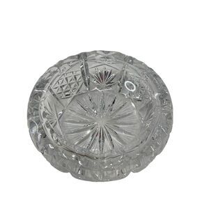 Old Ashtray Heavy Lead Crystal Cut Clear Glass  5"‎ MCM Decor Vintage